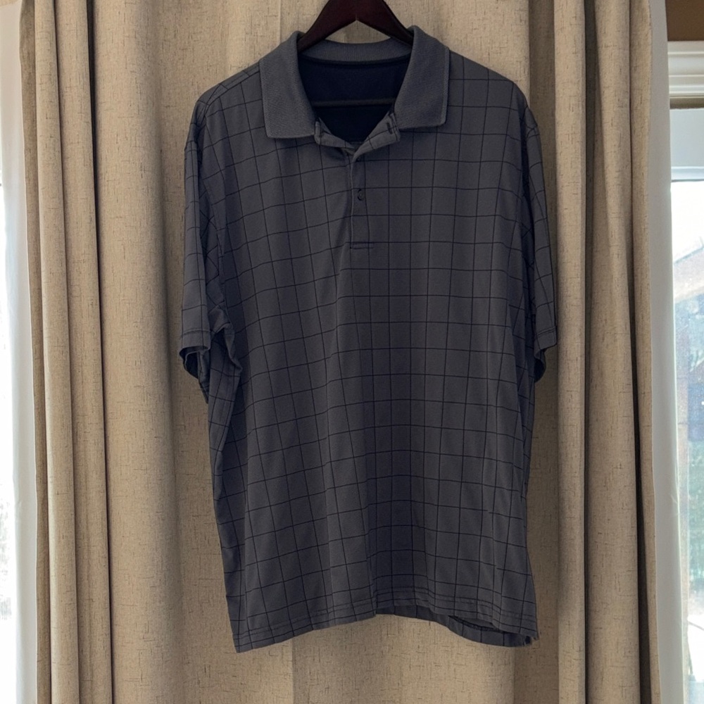 George Men's Charcoal Grid Polo Shirt